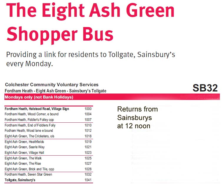EAG Parish - Sainsbury's Monday bus